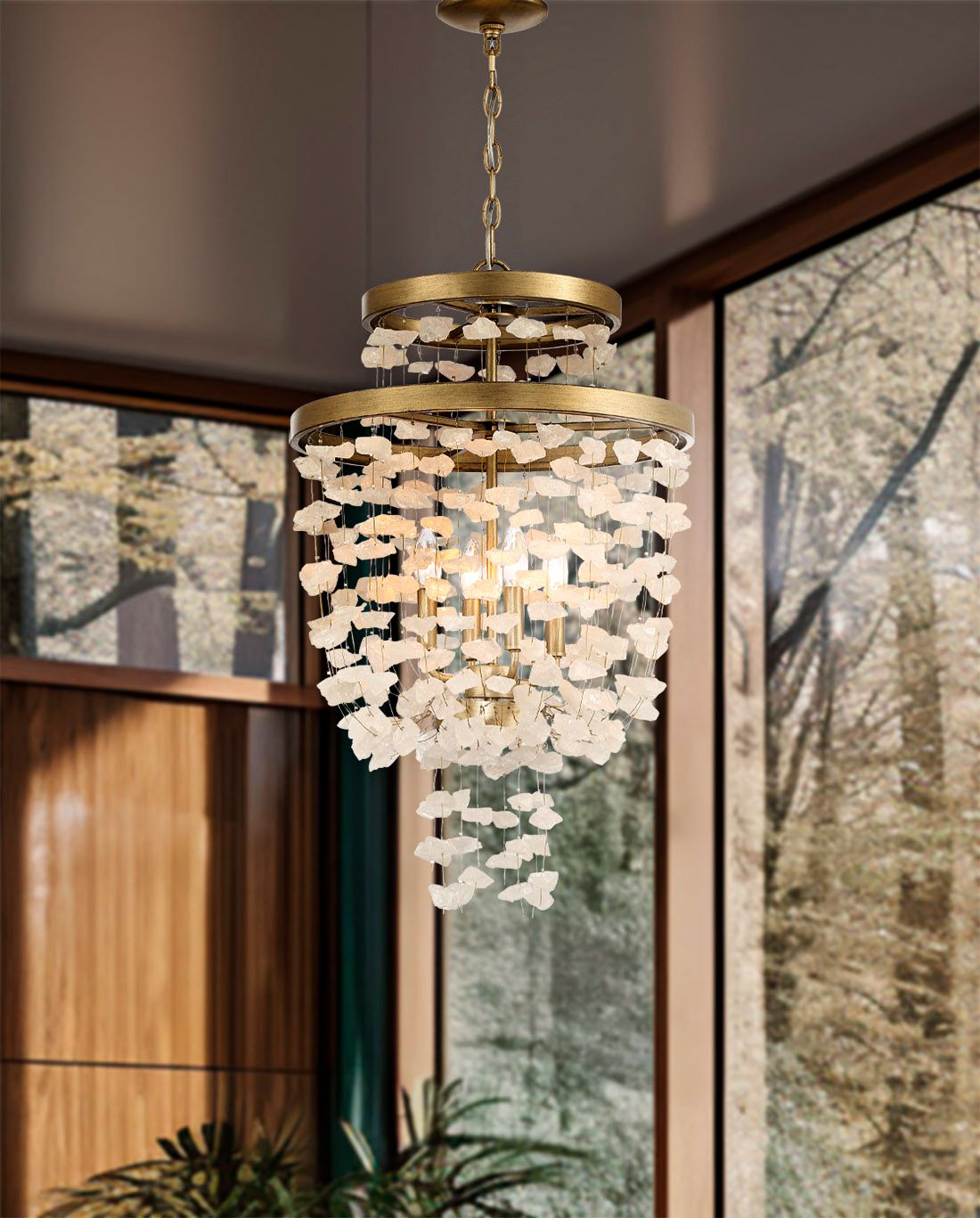 Metropolitan Stonybrook 4-Light Harvest Gold Pendant Semi Flush in scene