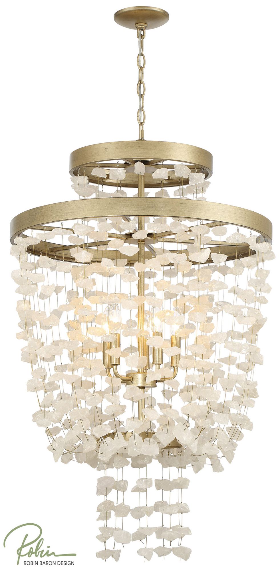 Metropolitan Stonybrook 5-Lt 24-in Harvest Gold Pendant with Stone Shades