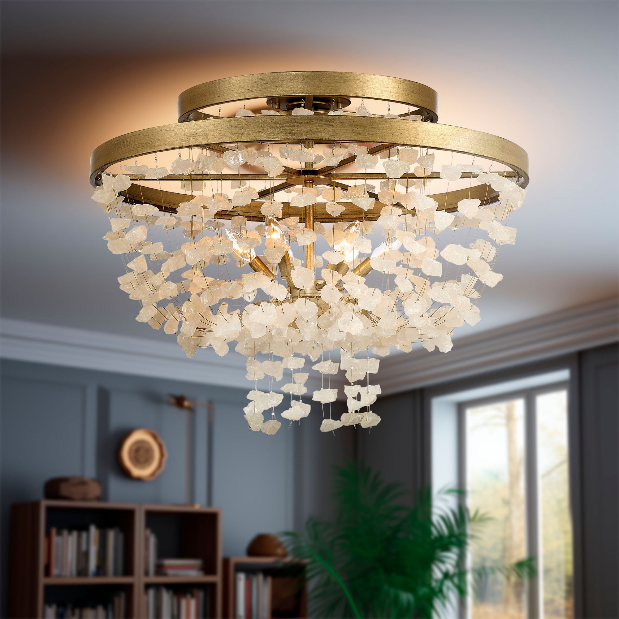 Metropolitan Stonybrook 6-Light Harvest Gold Flush Mount