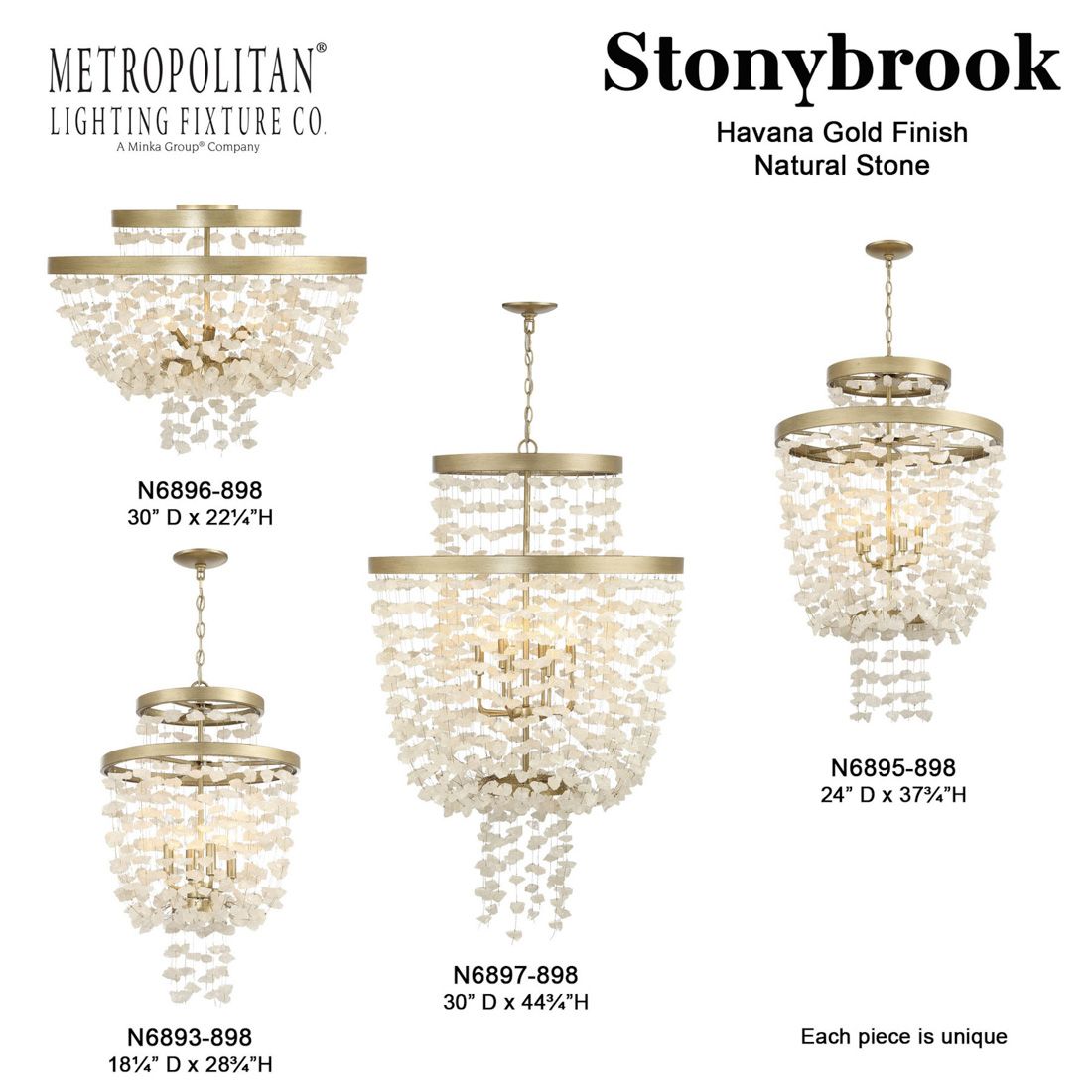 Metropolitan Stonybrook 6-Light Harvest Gold Flush Mount