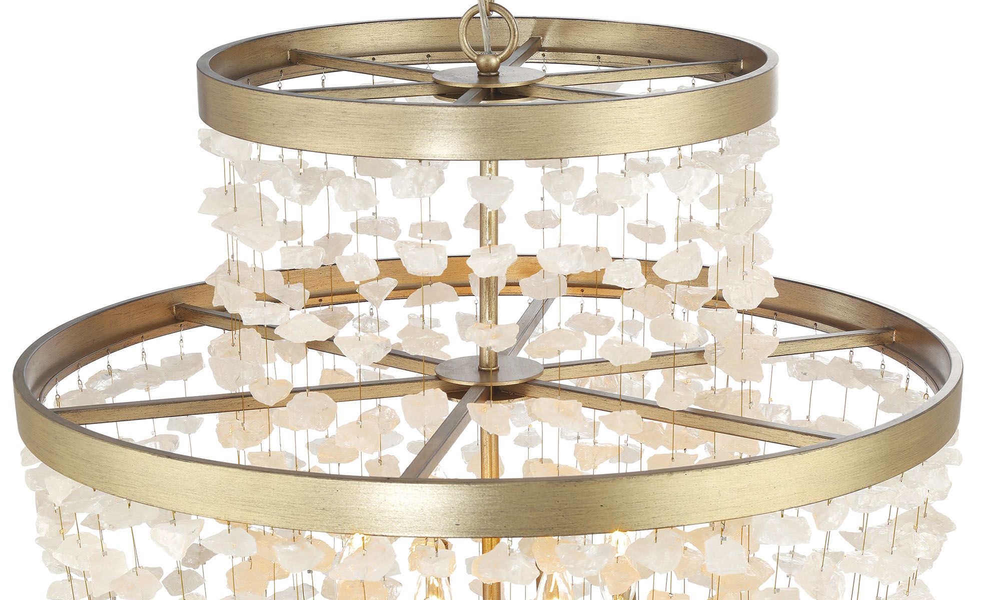 Image 4 Metropolitan Stonybrook 8-Lt 30-in Harvest Gold Pendant with Stone Shades more views