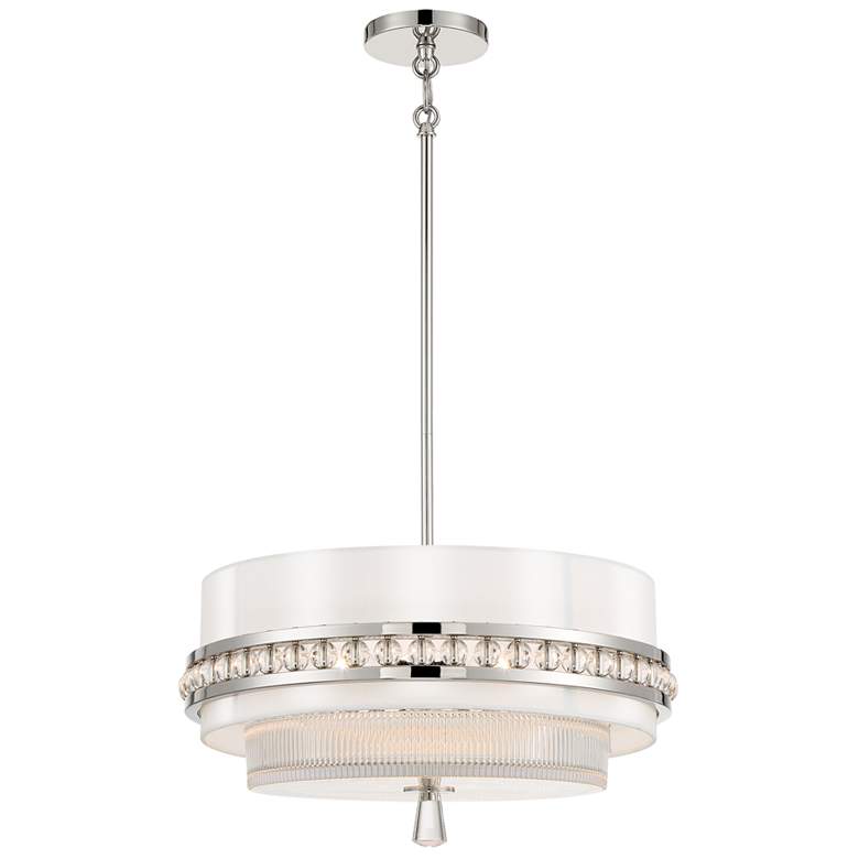 Image 1 Metropolitan Sutton 3-Light 18.38-in Nickel Semi Flush Convert to Pendant