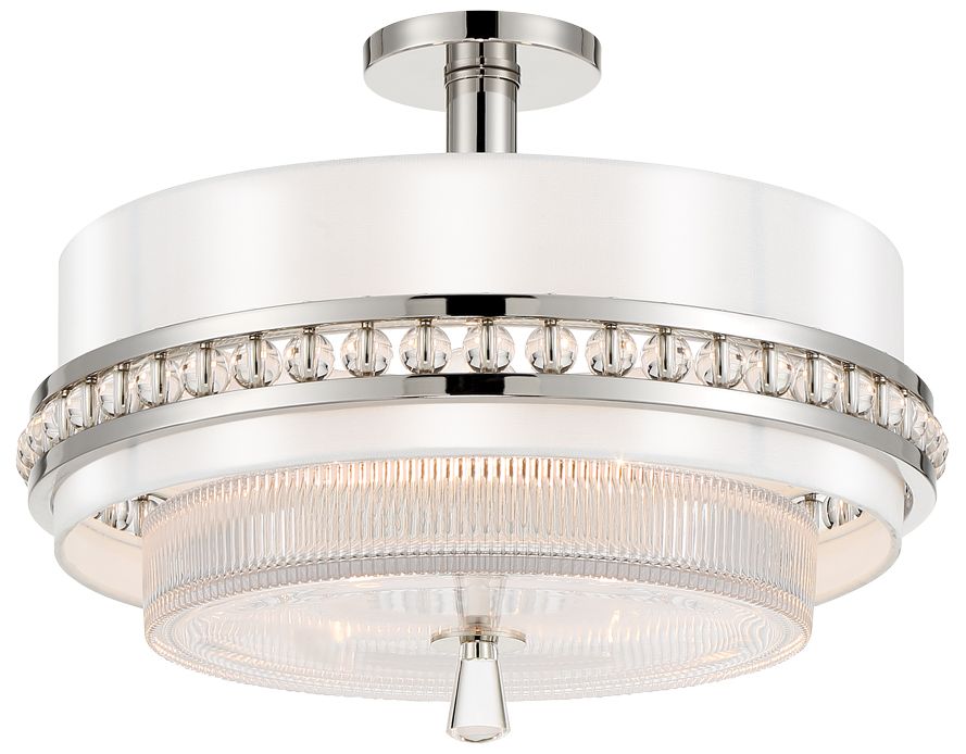 Image 4 Metropolitan Sutton 3-Light 18.38-in Nickel Semi Flush Convert to Pendant more views