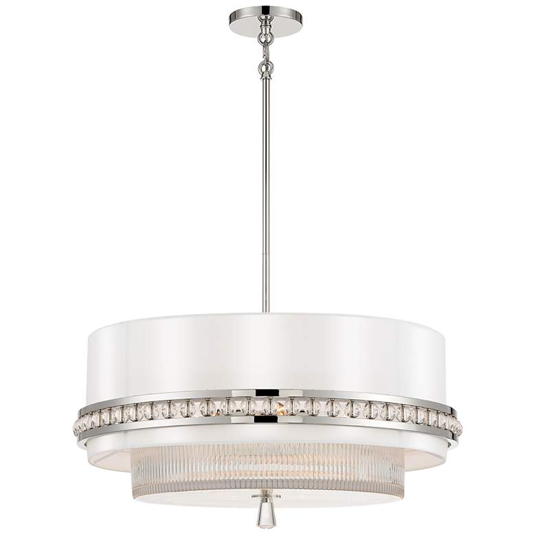 Image 1 Metropolitan Sutton 4-Light 24.38-in Polish Nickel Pendant with Silk Shade