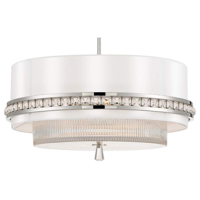 Image 2 Metropolitan Sutton 4-Light 24.38-in Polish Nickel Pendant with Silk Shade more views