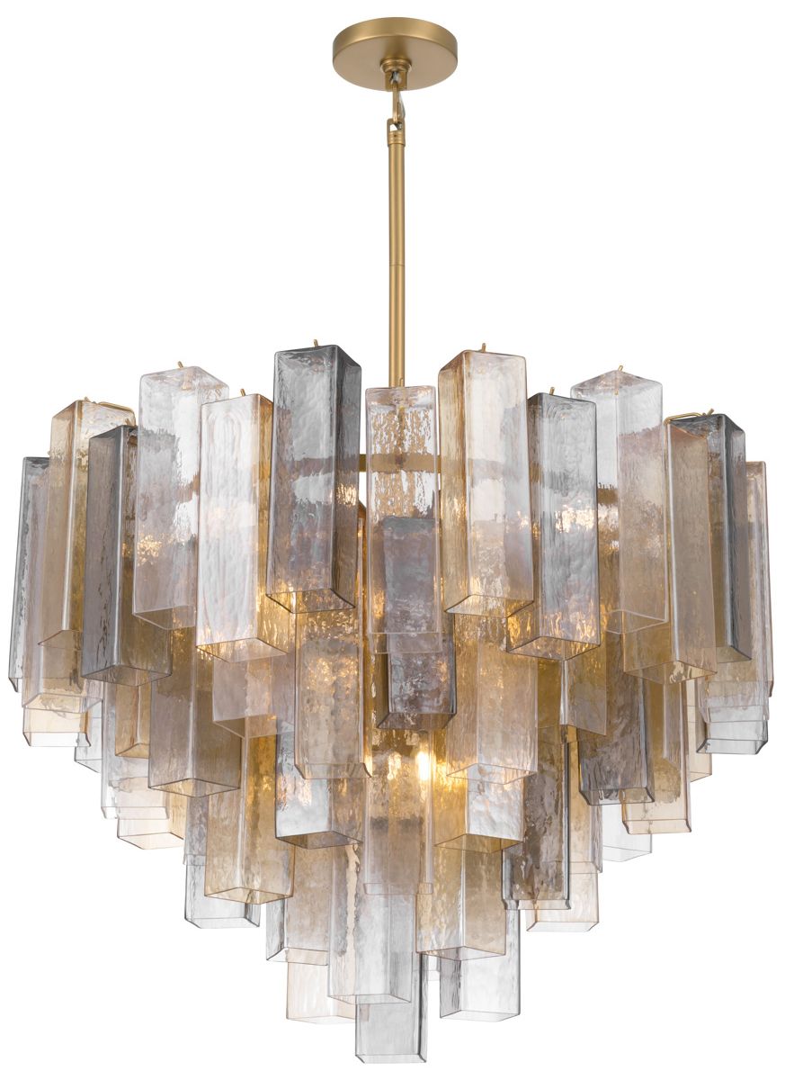 Image 2 Metropolitan Torvento 15-Lt 32.75-in Legacy Brass Pendant with Mixed Glass