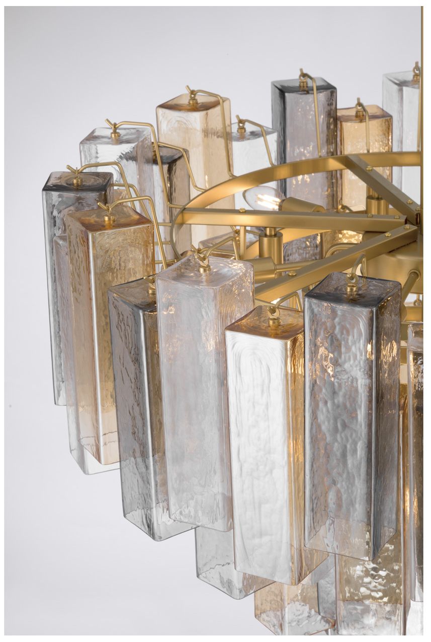 Image 4 Metropolitan Torvento 15-Lt 32.75-in Legacy Brass Pendant with Mixed Glass more views