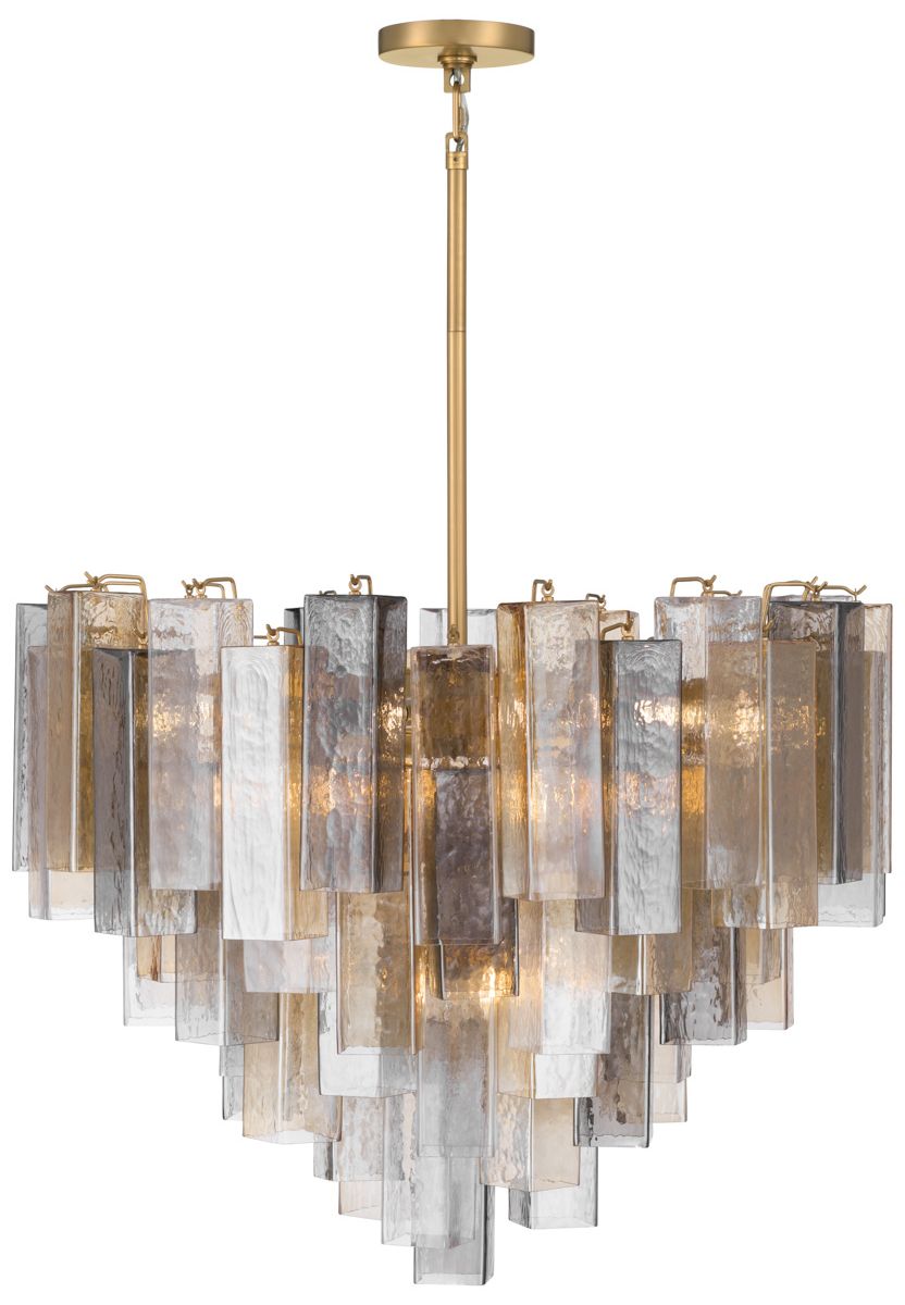 Image 6 Metropolitan Torvento 15-Lt 32.75-in Legacy Brass Pendant with Mixed Glass more views