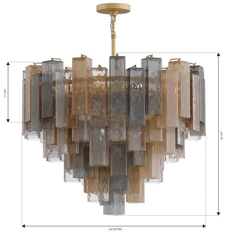Image 7 Metropolitan Torvento 15-Lt 32.75-in Legacy Brass Pendant with Mixed Glass more views