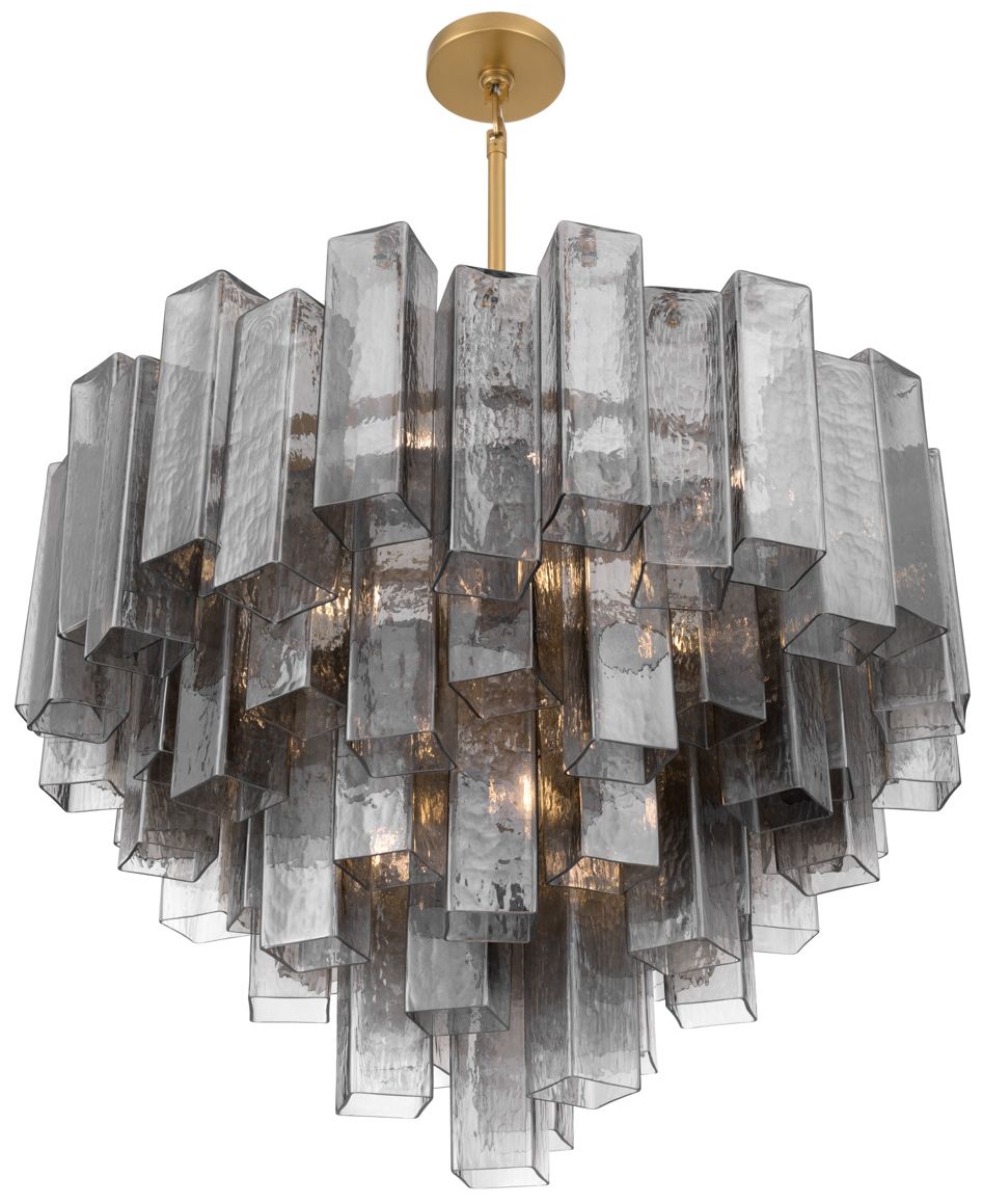 Image 2 Metropolitan Torvento 15-Lt 32.75-in Legacy Brass Pendant with Smoke Glass more views