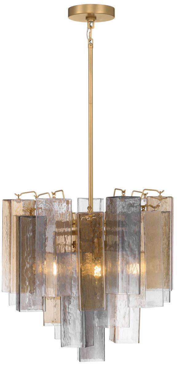 Metropolitan Torvento 6-Lt 17.75-in Legacy Brass Pendant with Mixed Glass