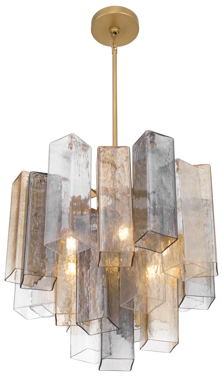Image 3 Metropolitan Torvento 6-Lt 17.75-in Legacy Brass Pendant with Mixed Glass more views