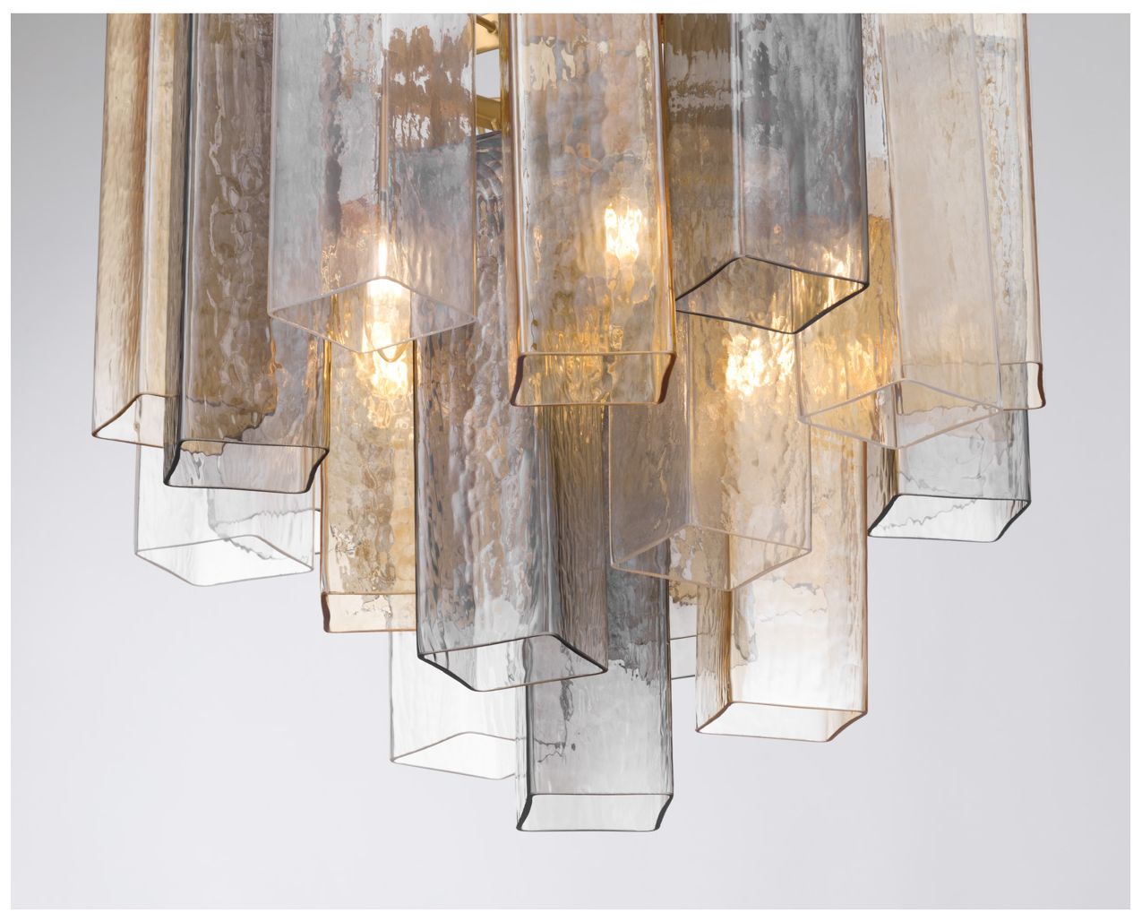 Image 5 Metropolitan Torvento 6-Lt 17.75-in Legacy Brass Pendant with Mixed Glass more views
