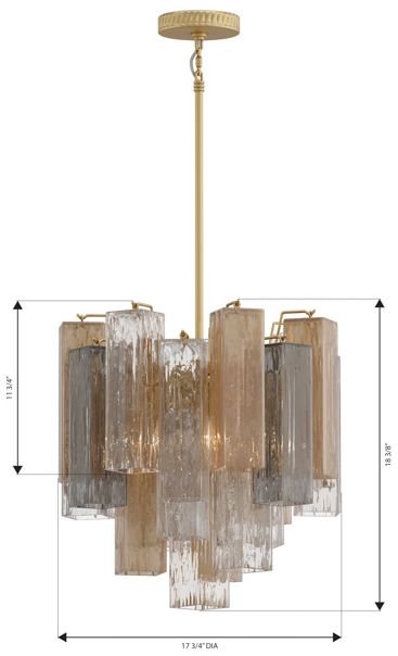Image 7 Metropolitan Torvento 6-Lt 17.75-in Legacy Brass Pendant with Mixed Glass more views