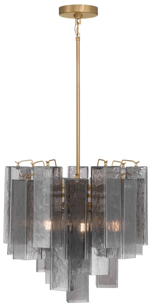 Metropolitan Torvento 6-Lt 17.75-in Legacy Brass Pendant with Smoke Glass