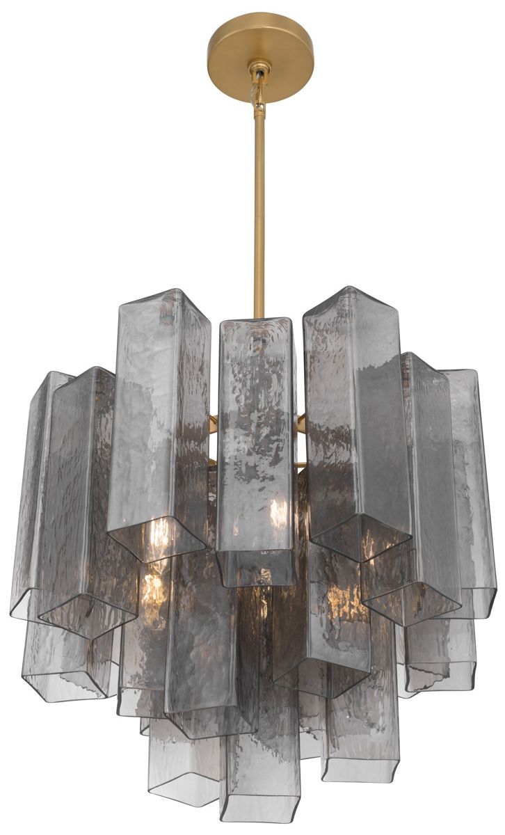 Image 2 Metropolitan Torvento 6-Lt 17.75-in Legacy Brass Pendant with Smoke Glass more views