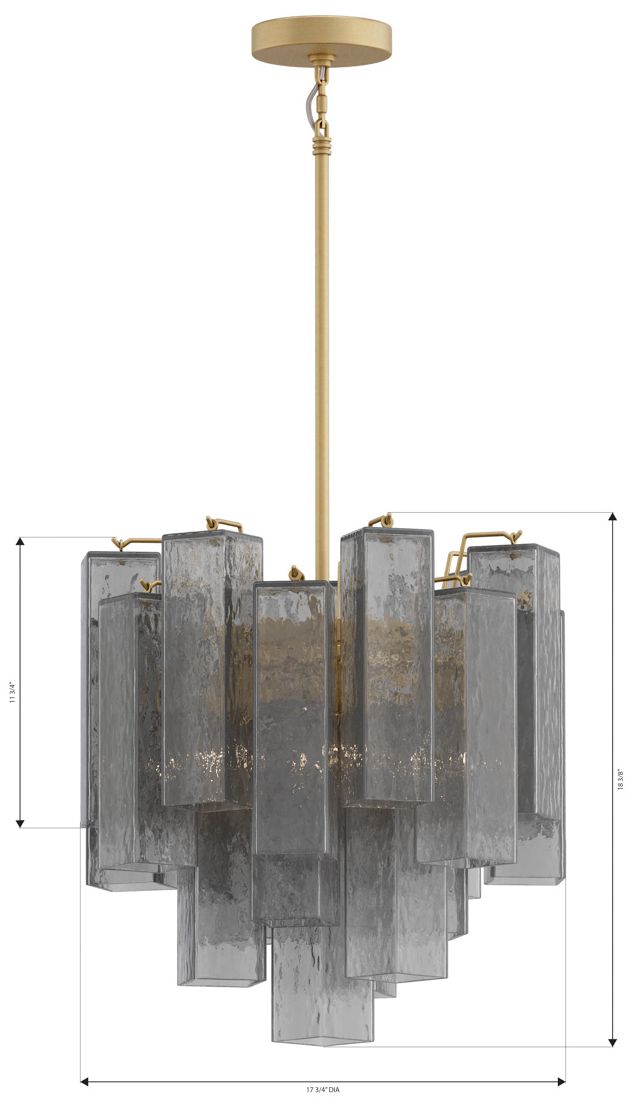 Image 5 Metropolitan Torvento 6-Lt 17.75-in Legacy Brass Pendant with Smoke Glass more views