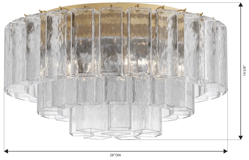 Image 6 Metropolitan Torvento 7-Lt 28-in Legacy Brass Flush Mount with Glass Shade more views