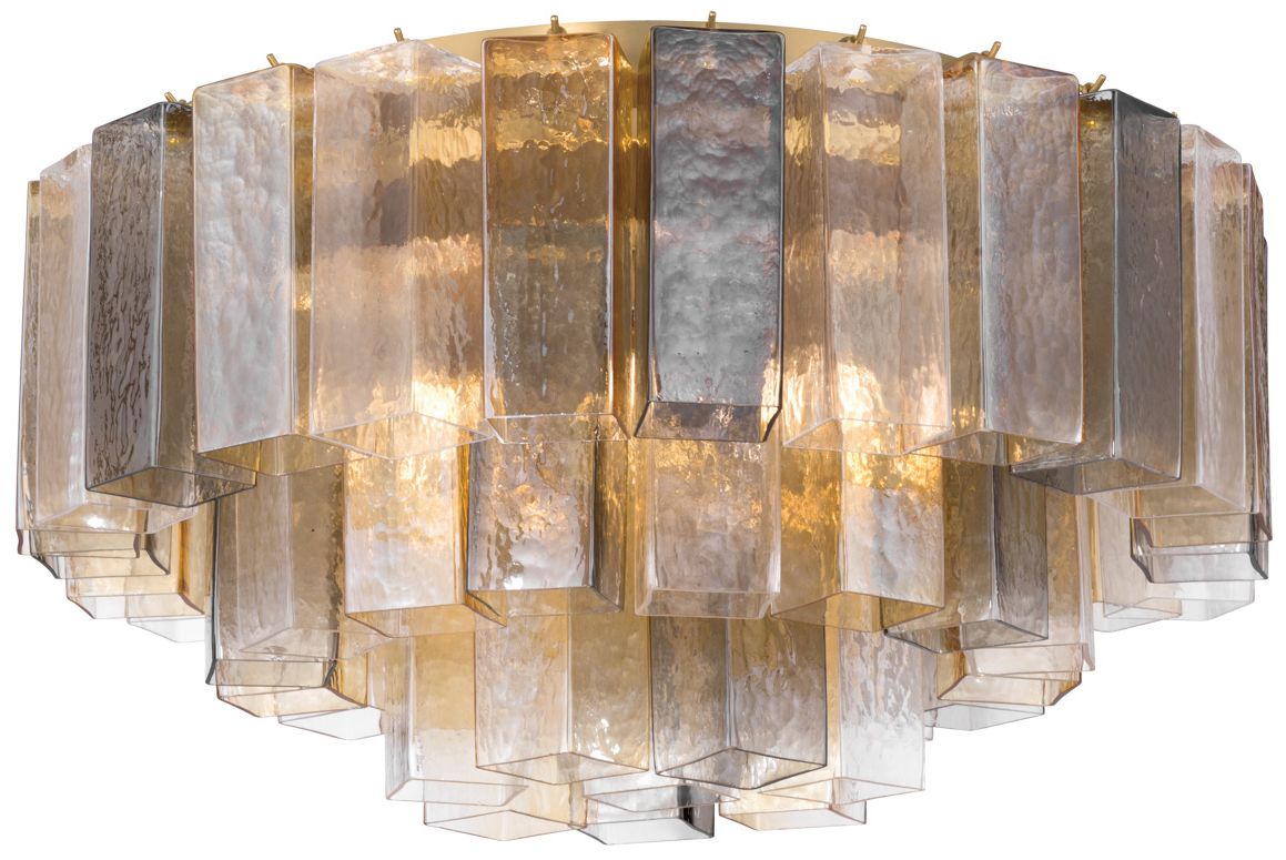 Metropolitan Torvento 7-Lt 28-in Legacy Brass Flush Mount with Mixed Glass