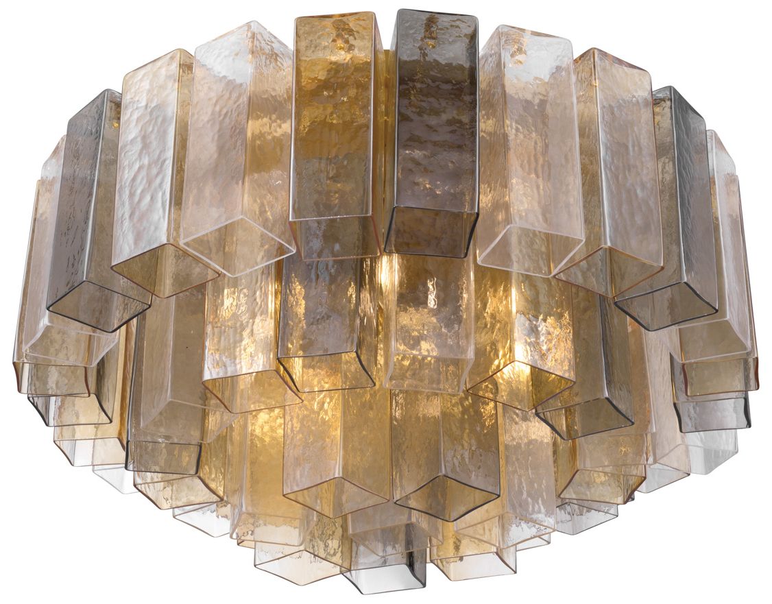 Image 3 Metropolitan Torvento 7-Lt 28-in Legacy Brass Flush Mount with Mixed Glass more views