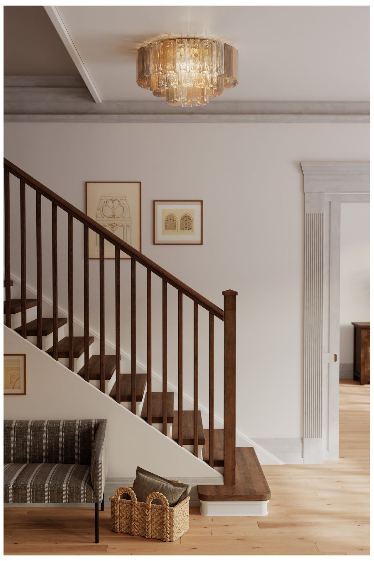 Image 4 Metropolitan Torvento 7-Lt 28-in Legacy Brass Flush Mount with Mixed Glass more views