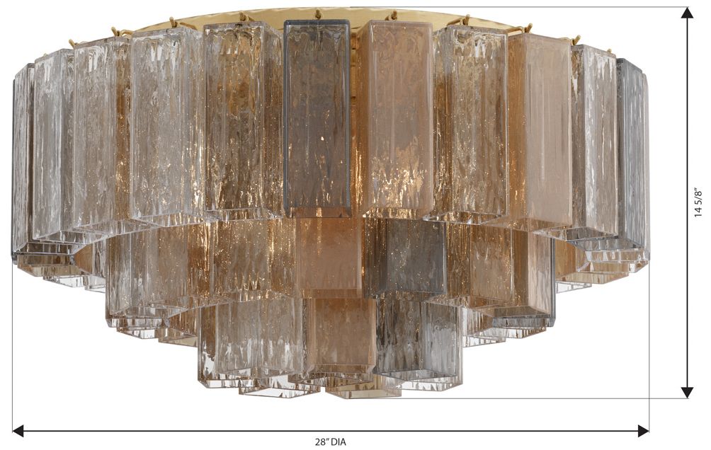 Metropolitan Torvento 7-Lt 28-in Legacy Brass Flush Mount with Mixed Glass