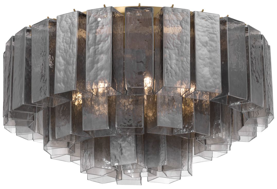 Metropolitan Torvento 7-Lt 28-in Legacy Brass Flush Mount with Smoke Glass