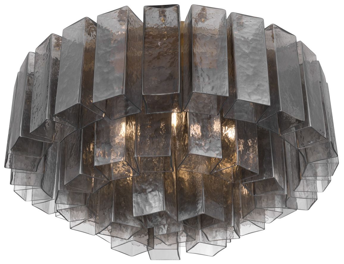 Image 2 Metropolitan Torvento 7-Lt 28-in Legacy Brass Flush Mount with Smoke Glass more views