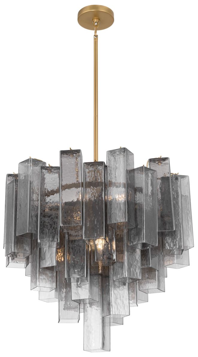 Metropolitan Torvento 9-Lt 25.25-in Legacy Brass Pendant with Smoke Glass