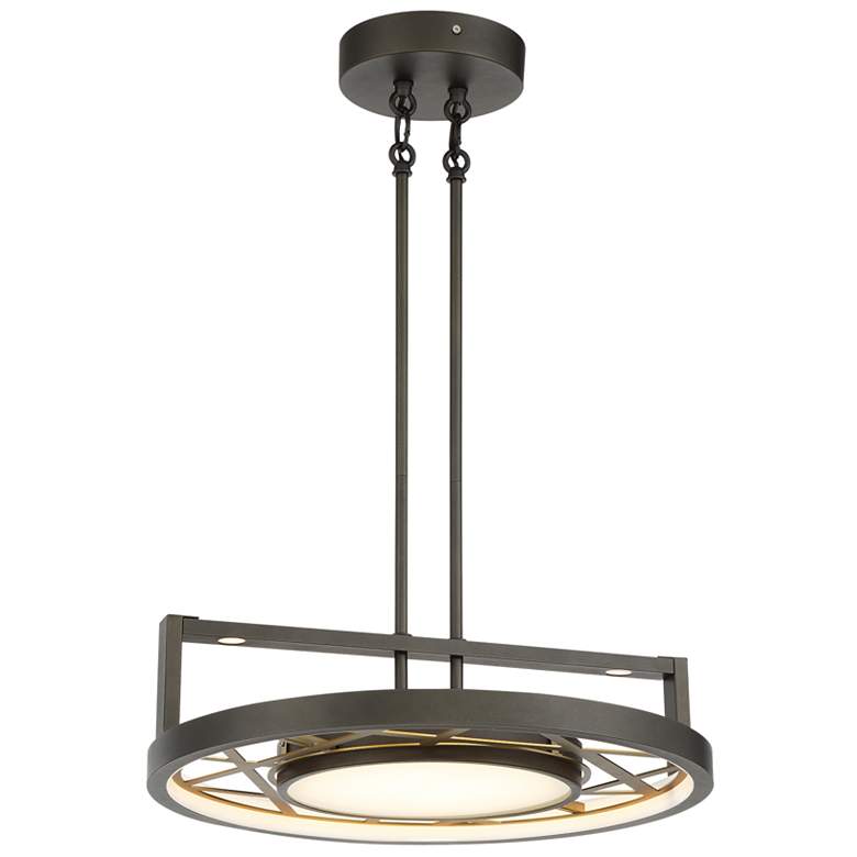Image 1 Metropolitan Tribeca LED 20-in Iron and Brass Semi Flush to Pendant