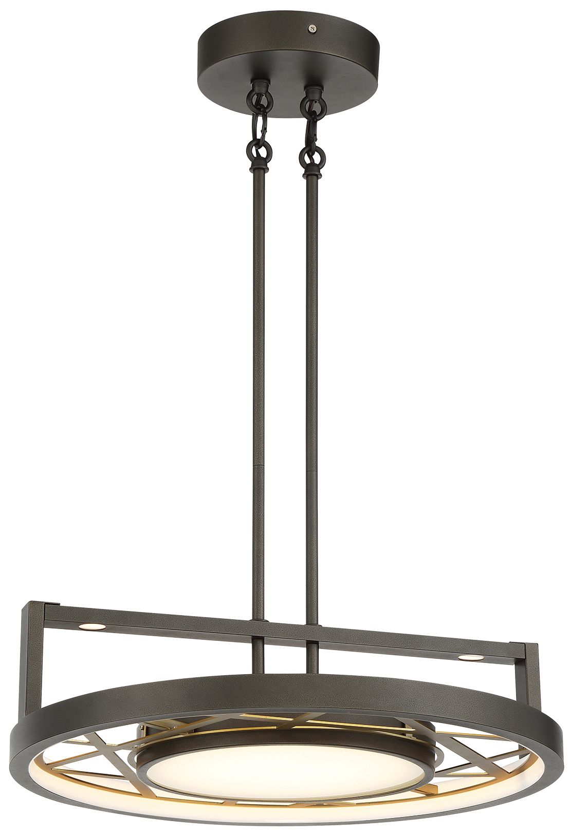 Metropolitan Tribeca LED 20-in Smoked Iron and Brass Semi Flush to Pendant