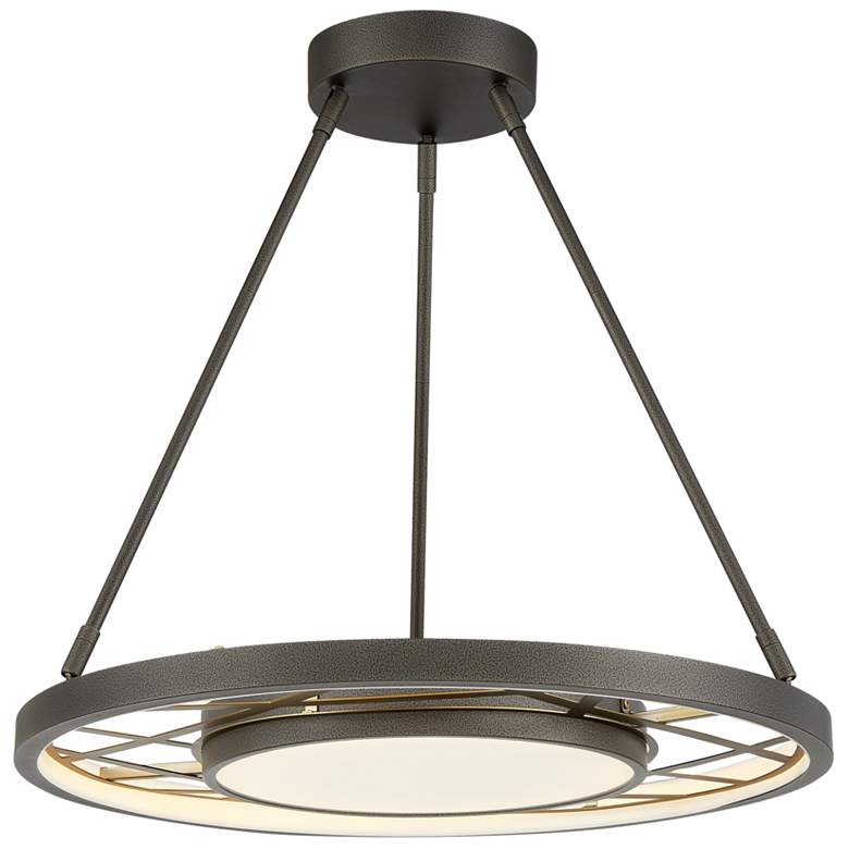 Image 1 Metropolitan Tribeca LED 28-in Smoked Iron and Soft Brass Indoor Pendant