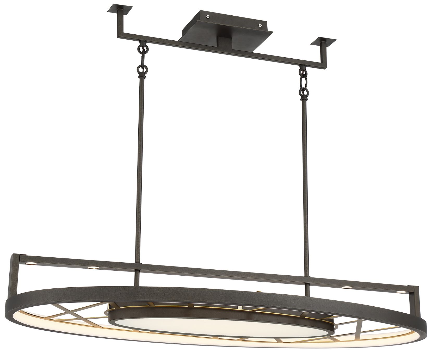 Metropolitan Tribeca LED 44-in Smoked Iron and Soft Brass Linear Chandelier