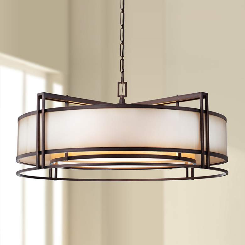 Image 1 Metropolitan Underscore 36 inch Wide Bronze 5-Light Pendant Light