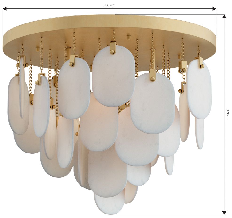 Metropolitan Velisse 5-Lt 23.75-in Legacy Brass Flush Mount with Alabaster