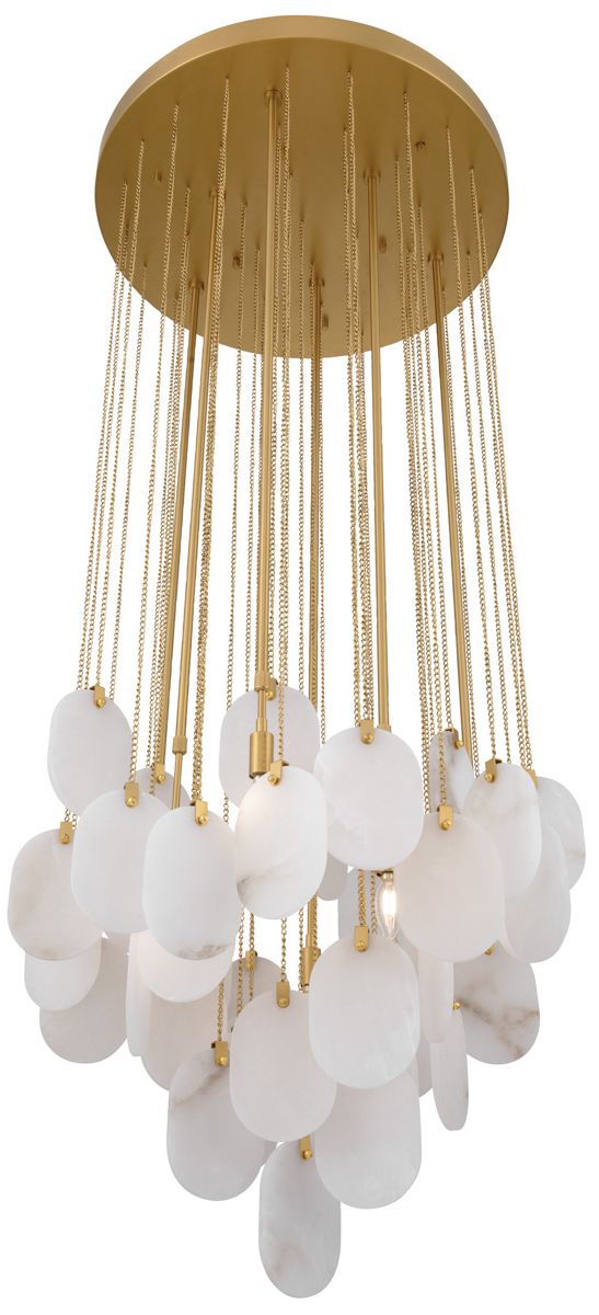 Image 3 Metropolitan Velisse 6-Lt 27.5-in Legacy Brass Pendant with Alabaster Discs more views