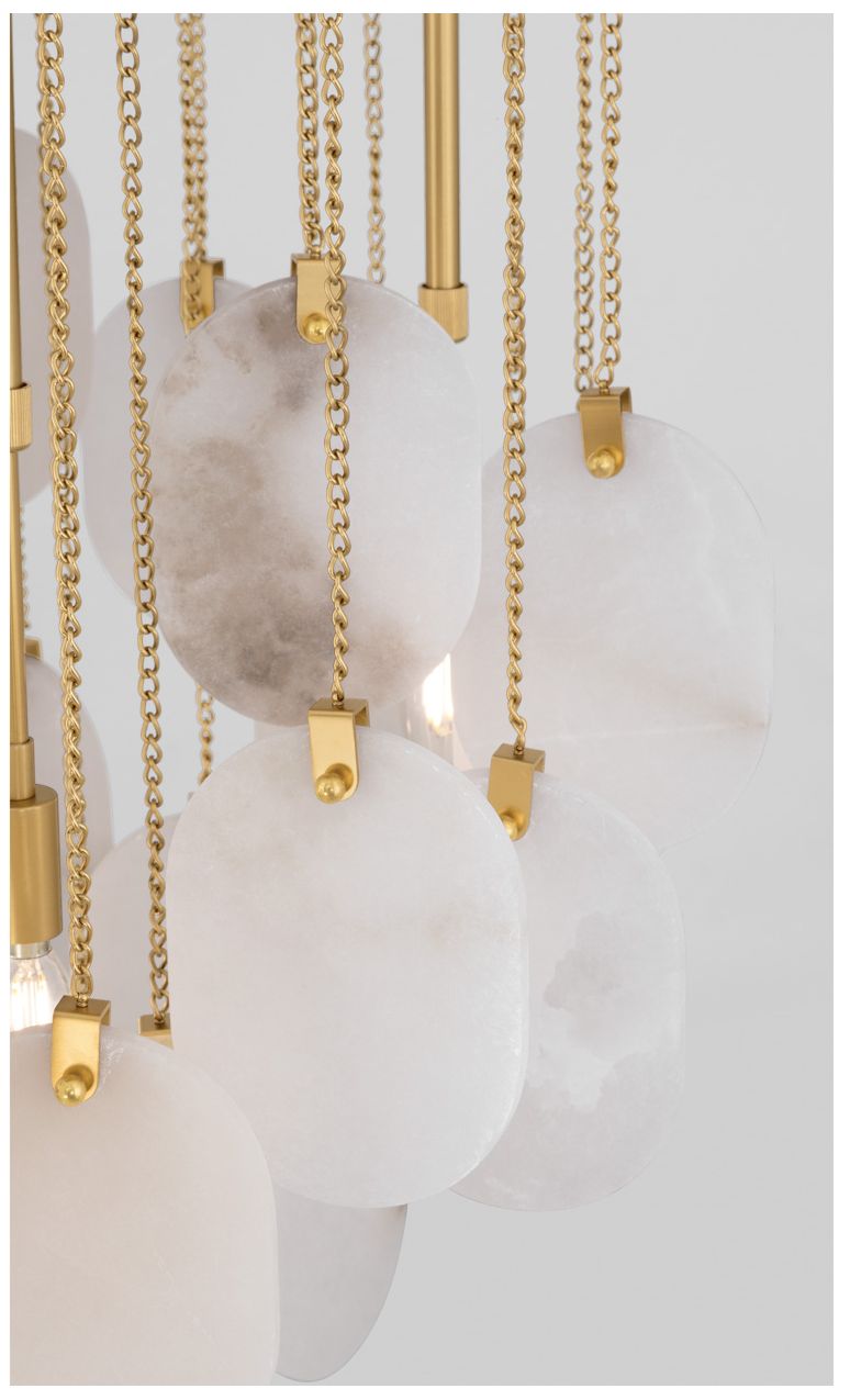 Image 5 Metropolitan Velisse 6-Lt 27.5-in Legacy Brass Pendant with Alabaster Discs more views