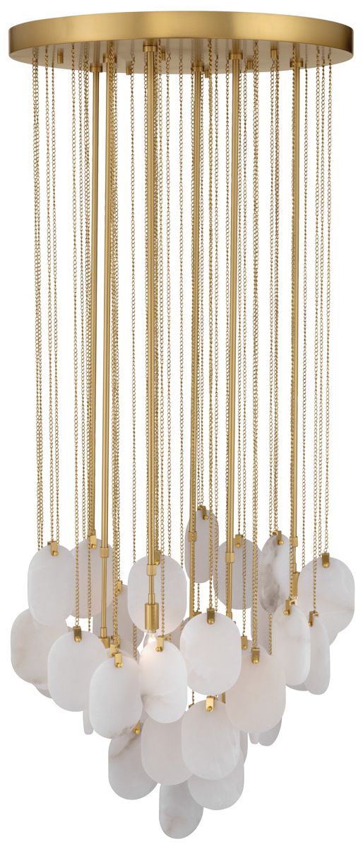 Image 7 Metropolitan Velisse 6-Lt 27.5-in Legacy Brass Pendant with Alabaster Discs more views