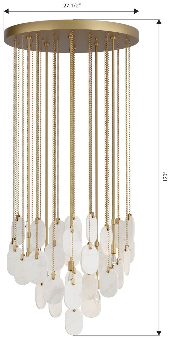 Metropolitan Velisse 6-Lt 27.5-in Legacy Brass Pendant with Alabaster Discs