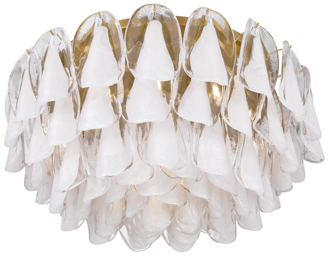 Metropolitan Verla Crest 11-Lt 31.25-in Brass Flush Mount with White Glass