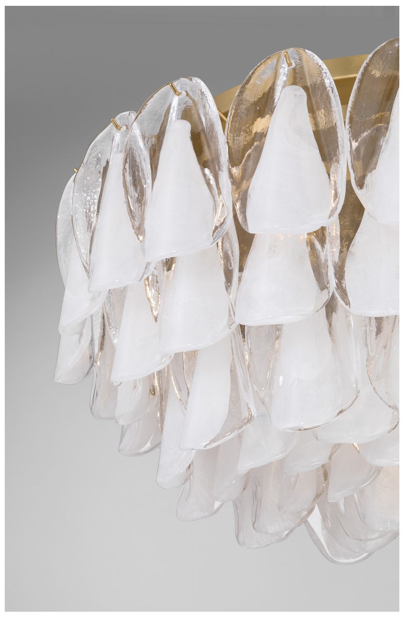 Image 5 Metropolitan Verla Crest 11-Lt 31.25-in Brass Flush Mount with White Glass more views