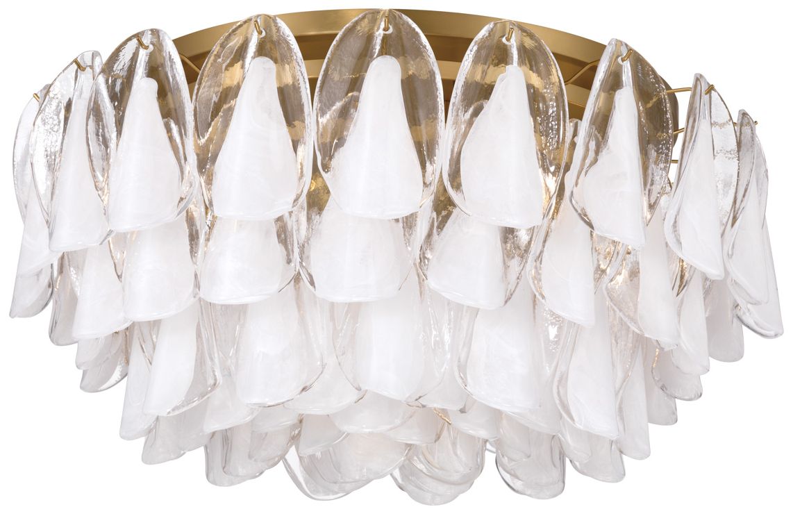 Image 6 Metropolitan Verla Crest 11-Lt 31.25-in Brass Flush Mount with White Glass more views