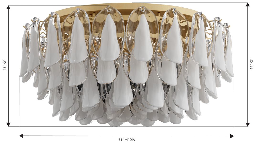 Metropolitan Verla Crest 11-Lt 31.25-in Brass Flush Mount with White Glass
