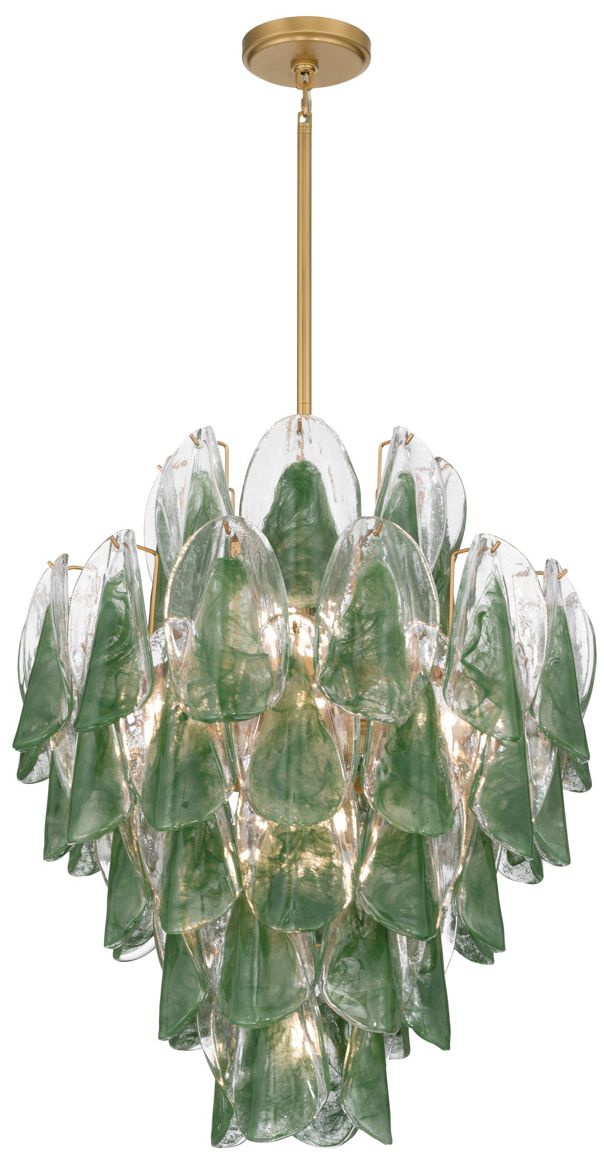 Image 4 Metropolitan Verla Crest 13-Lt 22.5in Legacy Brass Pendant with Green Glass more views