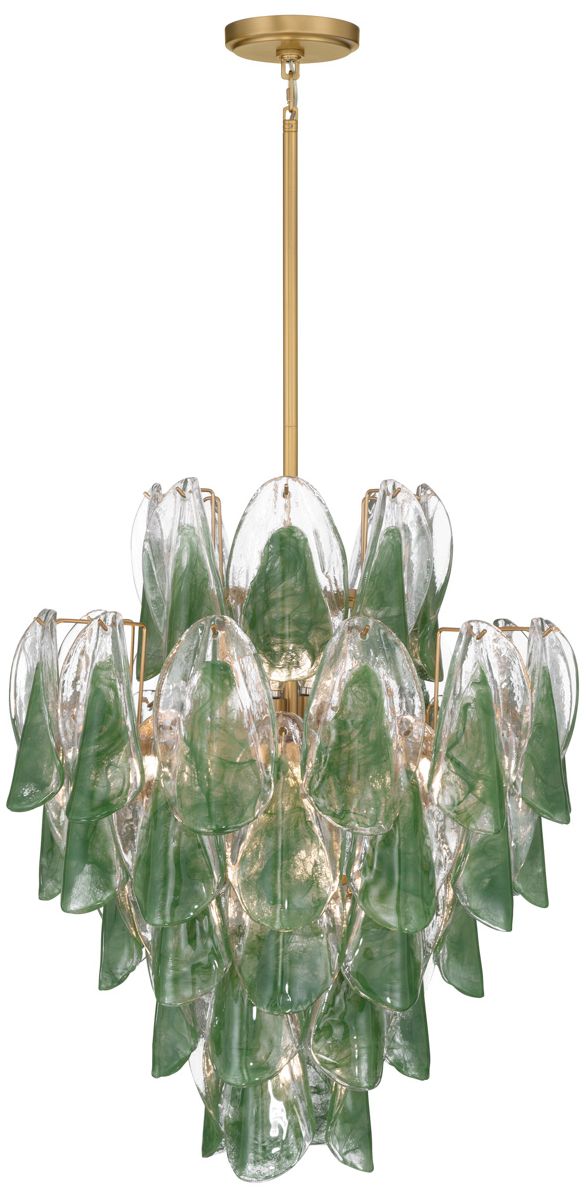 Image 5 Metropolitan Verla Crest 13-Lt 22.5in Legacy Brass Pendant with Green Glass more views
