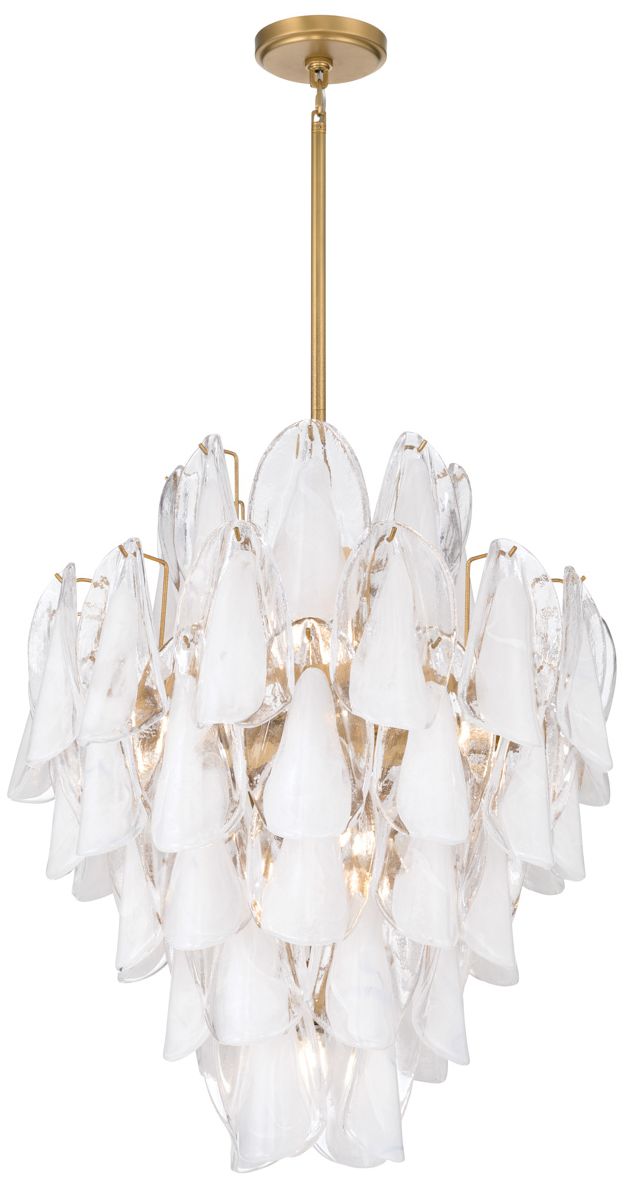 Image 2 Metropolitan Verla Crest 13-Lt 22.5in Legacy Brass Pendant with White Glass