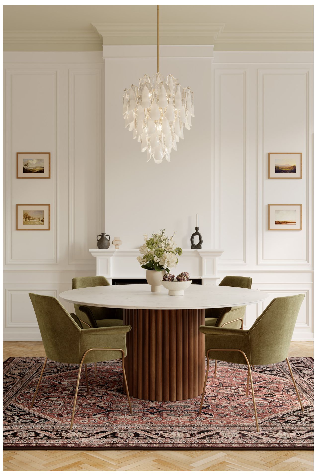 Image 4 Metropolitan Verla Crest 13-Lt 22.5in Legacy Brass Pendant with White Glass more views
