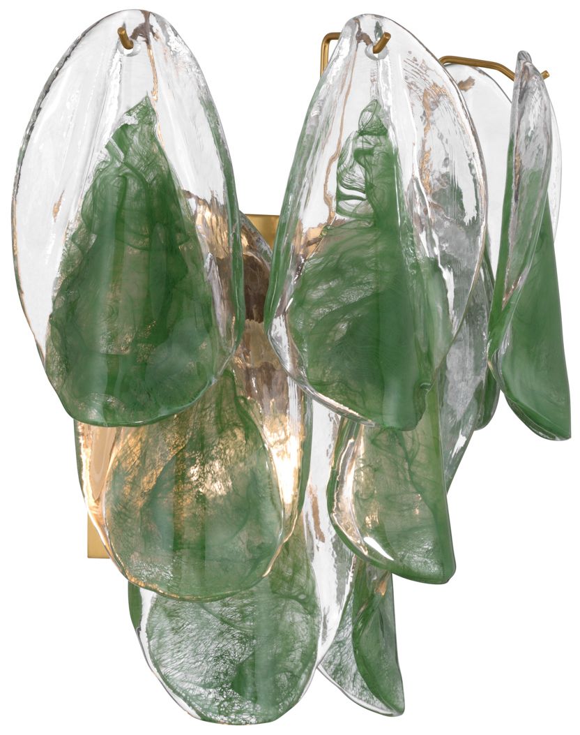 Image 2 Metropolitan Verla Crest 2-Lt 13.25-in Brass Wall Sconce with Green Glass more views