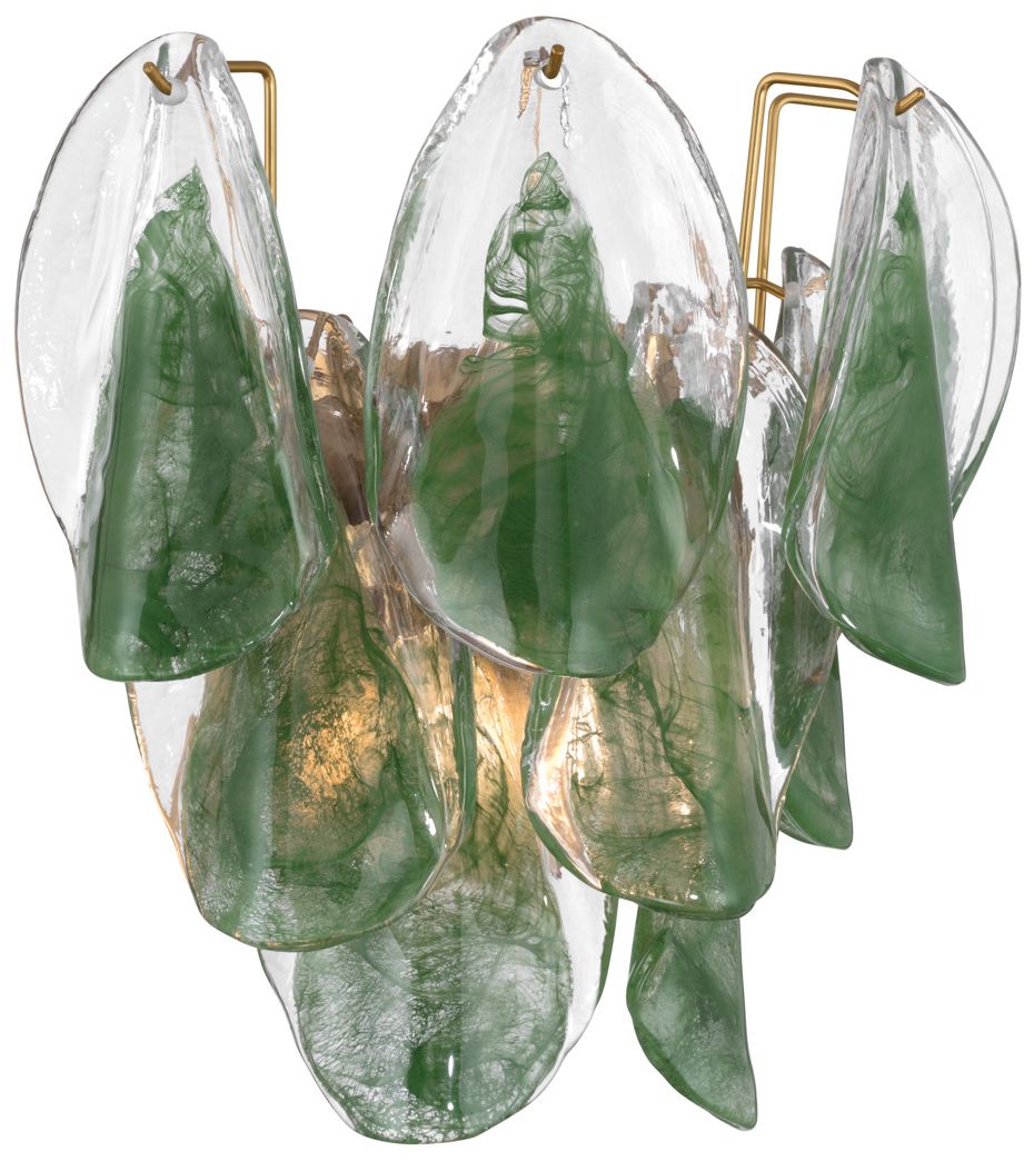 Image 4 Metropolitan Verla Crest 2-Lt 13.25-in Brass Wall Sconce with Green Glass more views