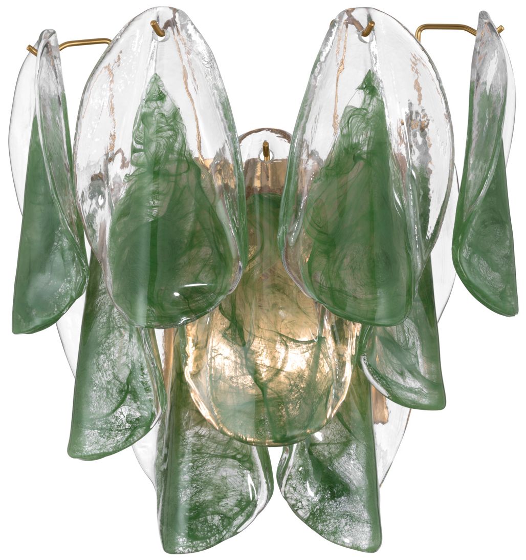 Image 5 Metropolitan Verla Crest 2-Lt 13.25-in Brass Wall Sconce with Green Glass more views